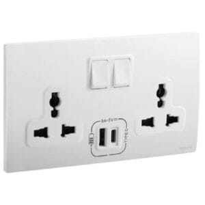 Ổ cắm đa năng kèm USB sạc type-A&C 27W Mallia Senses | 281138MW
